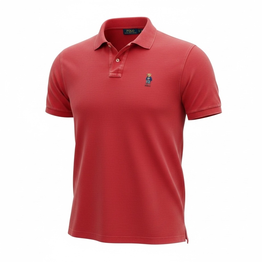 Polo Ralph Lauren Mens XXL Red Polo Flag Bear Custom Fit Polo Shirt *Read*